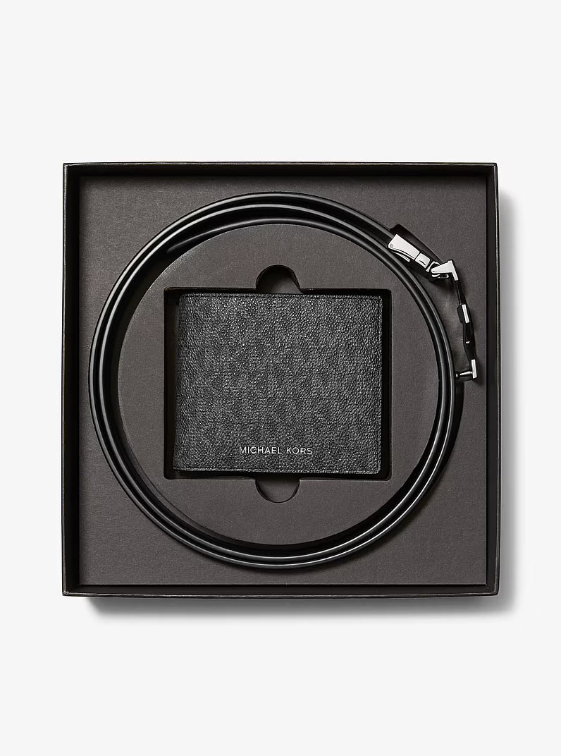 Michael Kors Logo-Print Wallet & Belt Gift Set