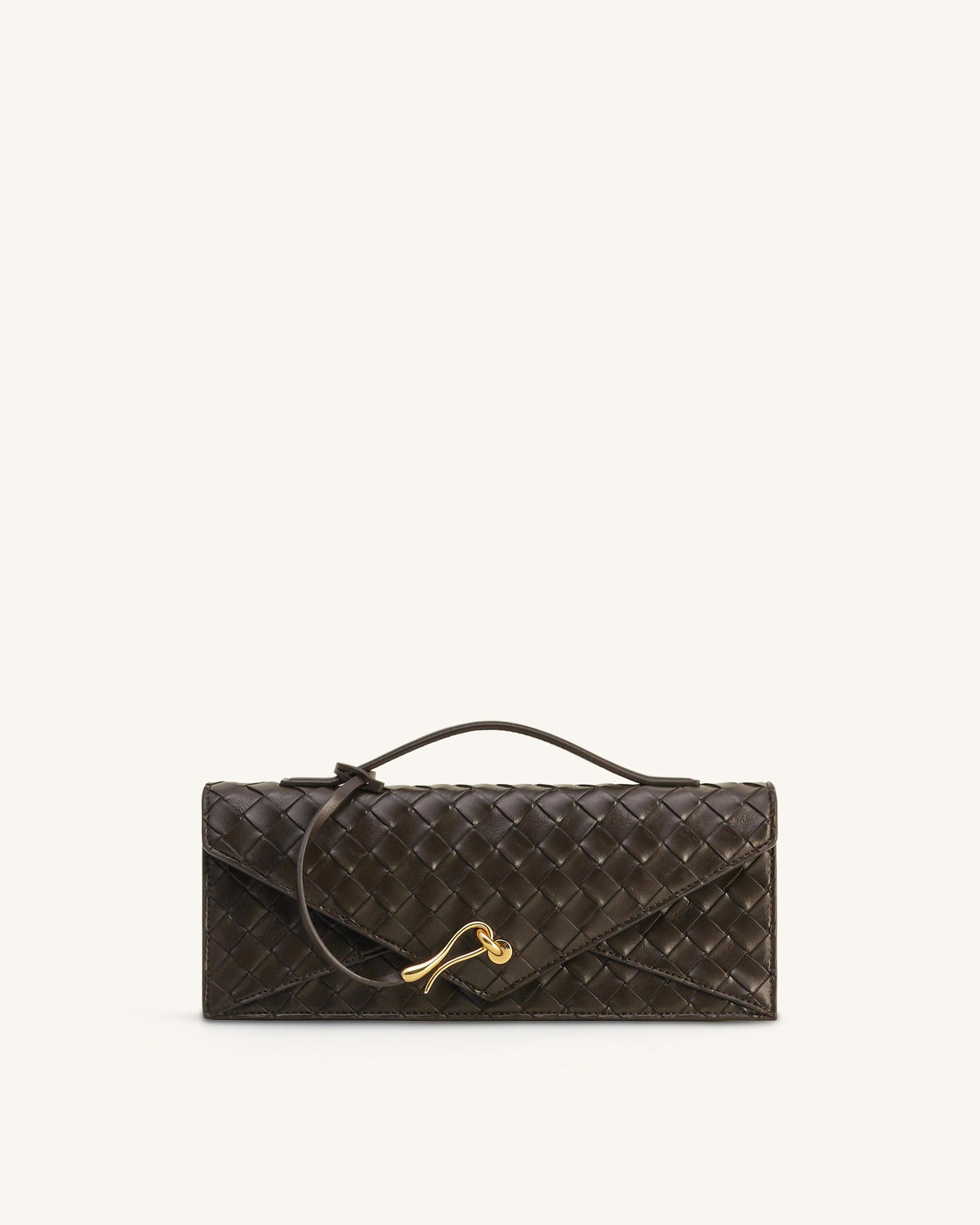 Celeste Woven Textured Envelope Top Handle Bag - Mocha Brown