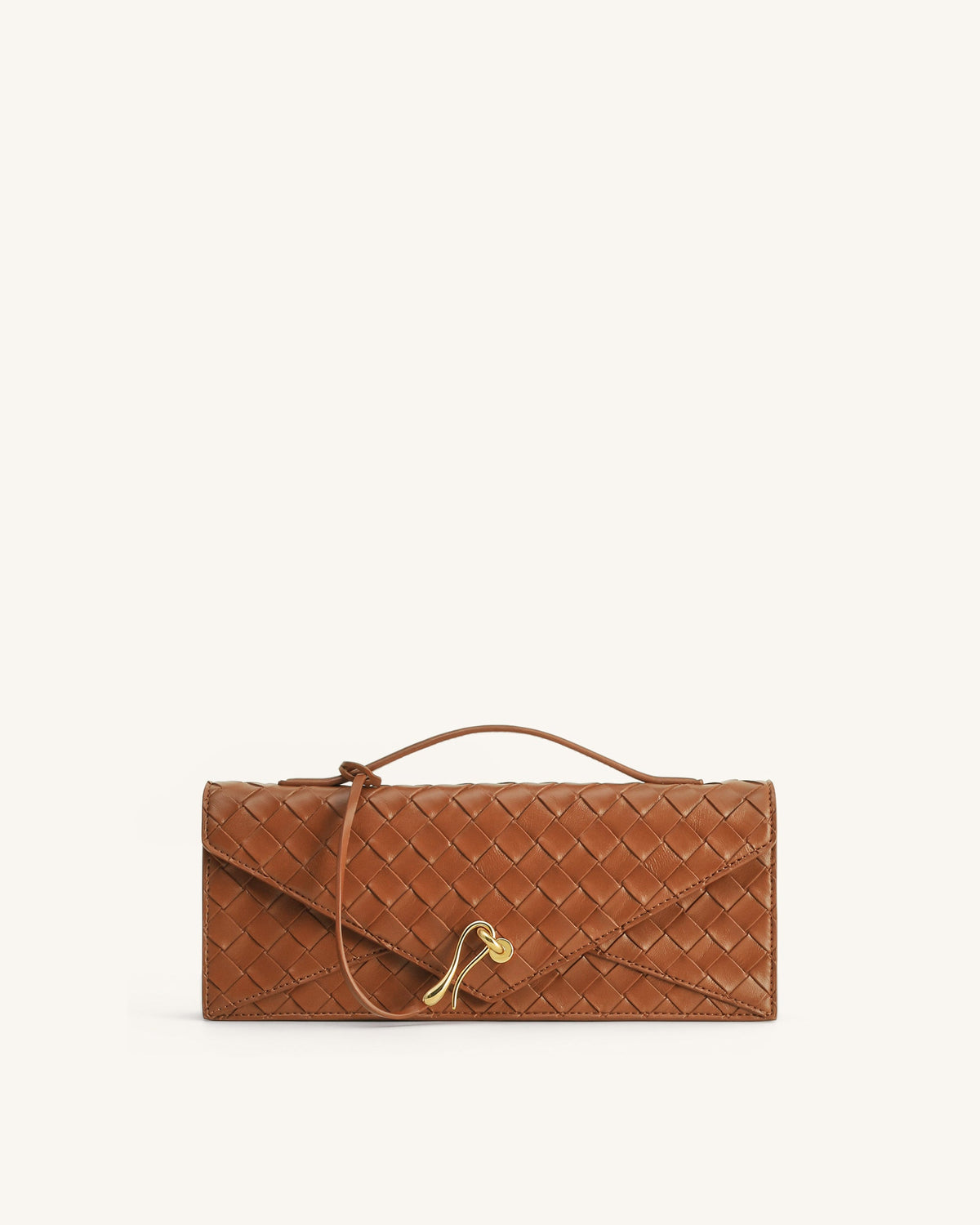 Celeste Woven Textured Envelope Top Handle Bag - Mocha Brown