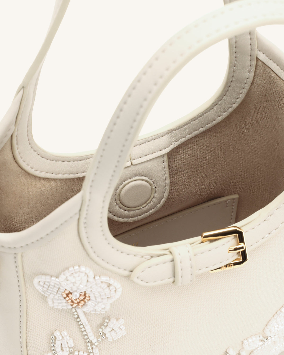Brooke Mini Belted Embellished Orchid Beaded Top Handle Bag