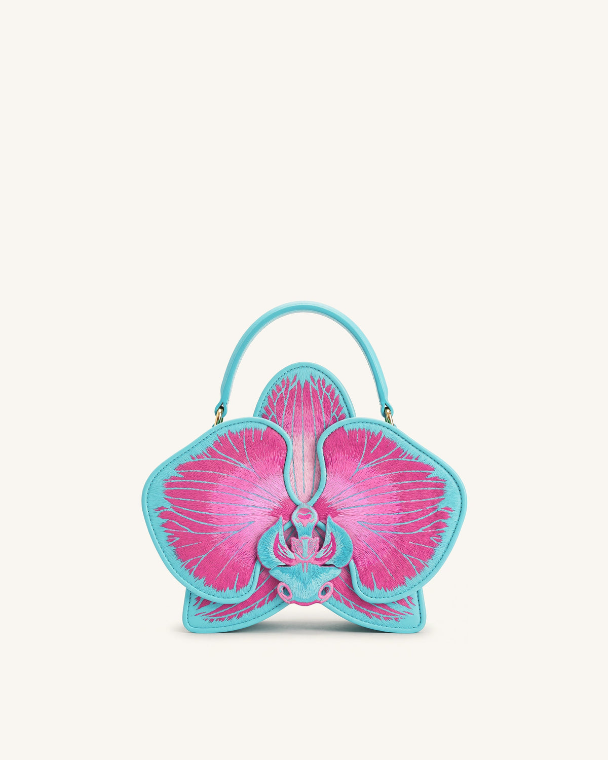 Flora Orchid Shaped Top Handle Bag - Blue