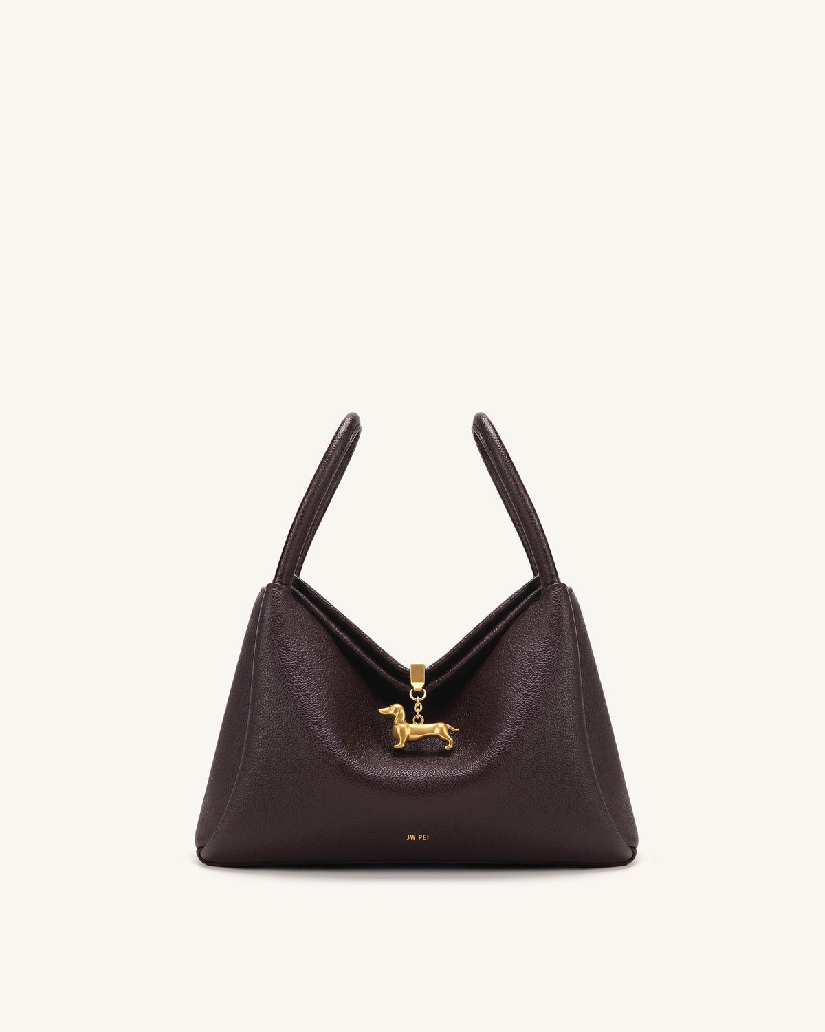 Maelle Dachshund Charm Double Handle Bag - Black