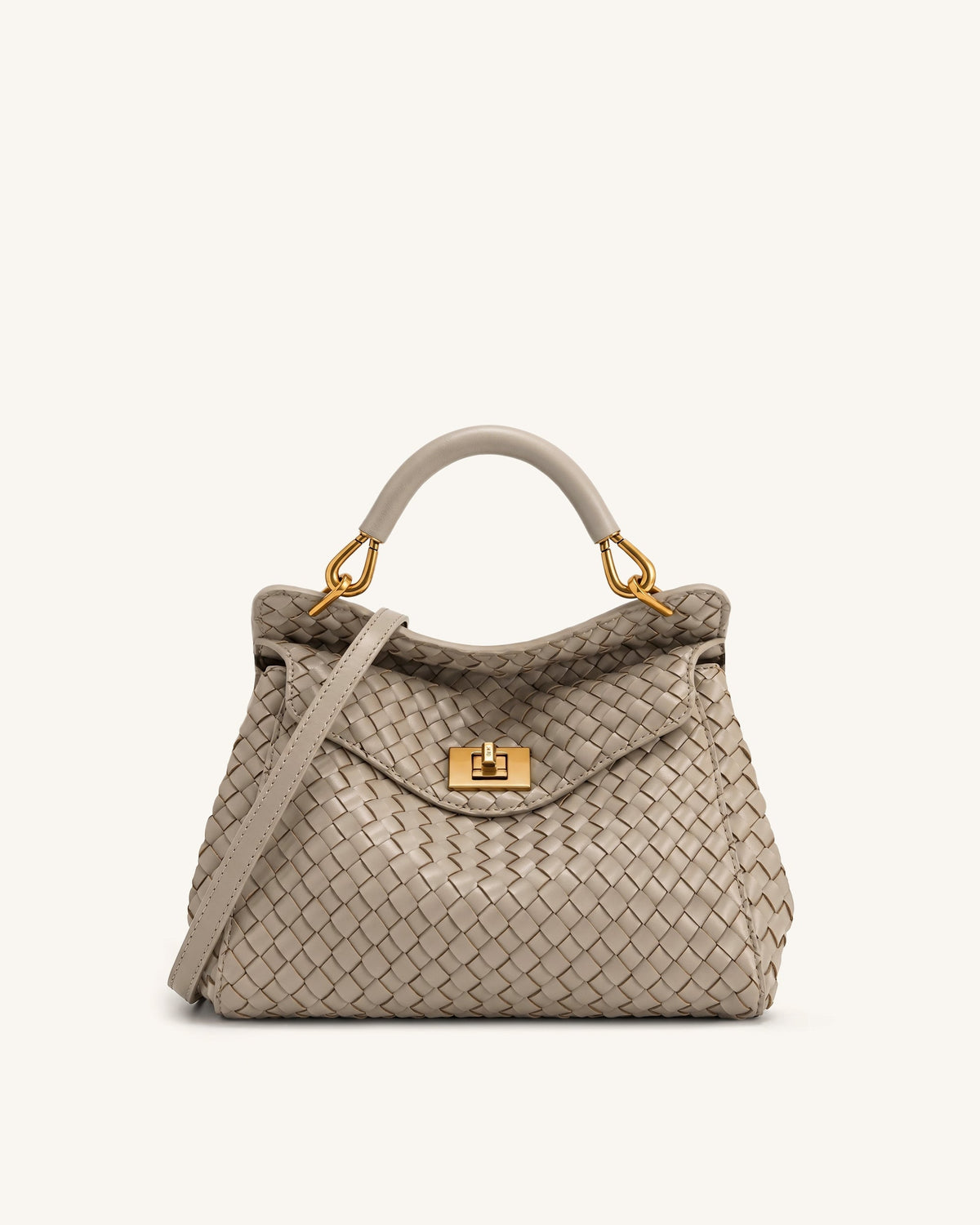 Lucia Classic Top Handle Woven Bag - Brown