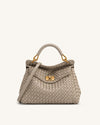 Lucia Classic Woven Top Handle Bag - Mud Gray