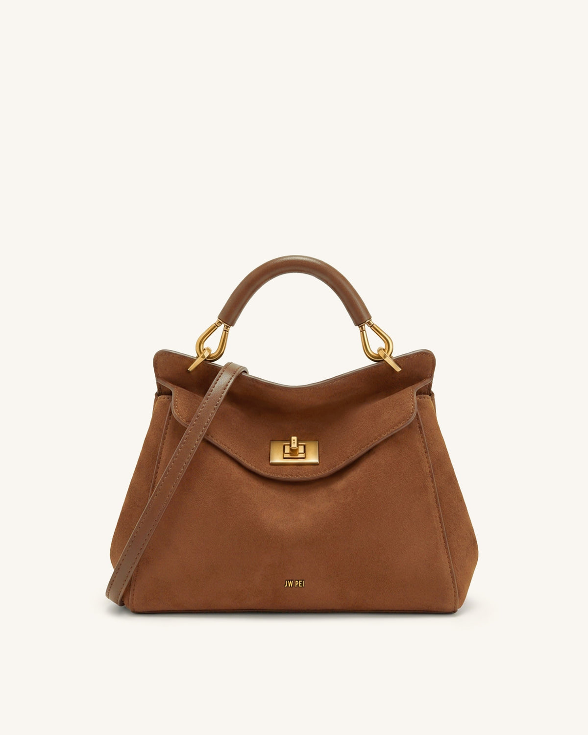 Lucia Classic Top Handle Woven Bag - Brown