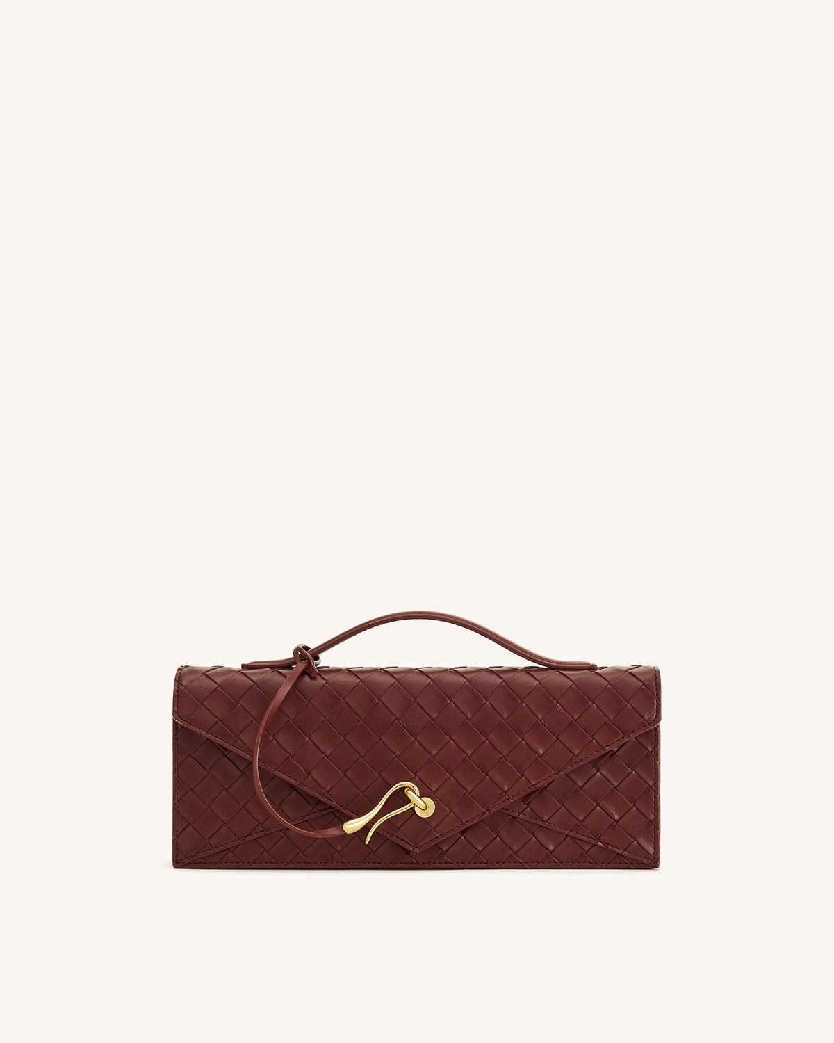 Celeste Woven Textured Envelope Top Handle Bag - Mocha Brown