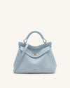 Lucia Classic Faux Suede Top Handle Bag - Light Blue