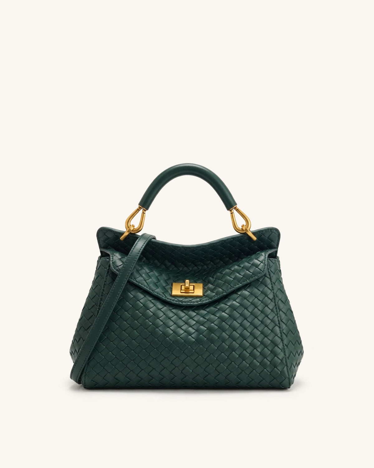 Lucia Classic Top Handle Woven Bag - Brown