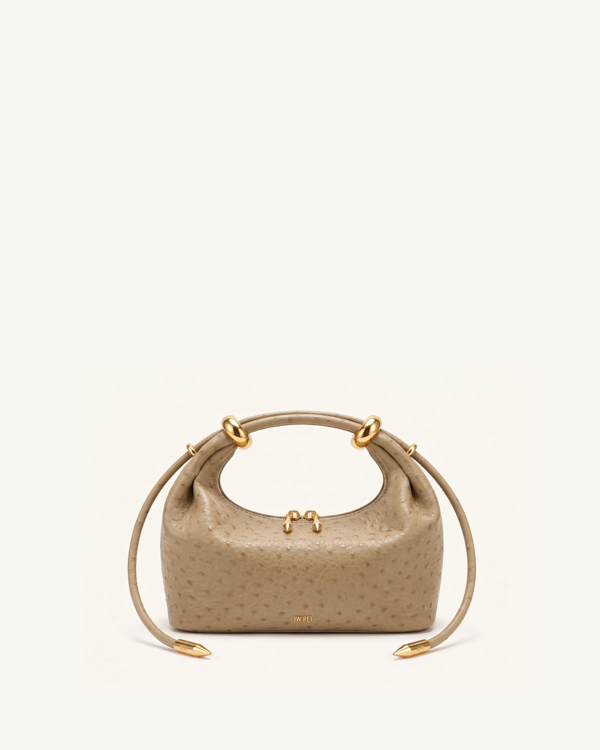 Ellie Woven Metal Ring Embellished Top Handle Bag - Dark Brown