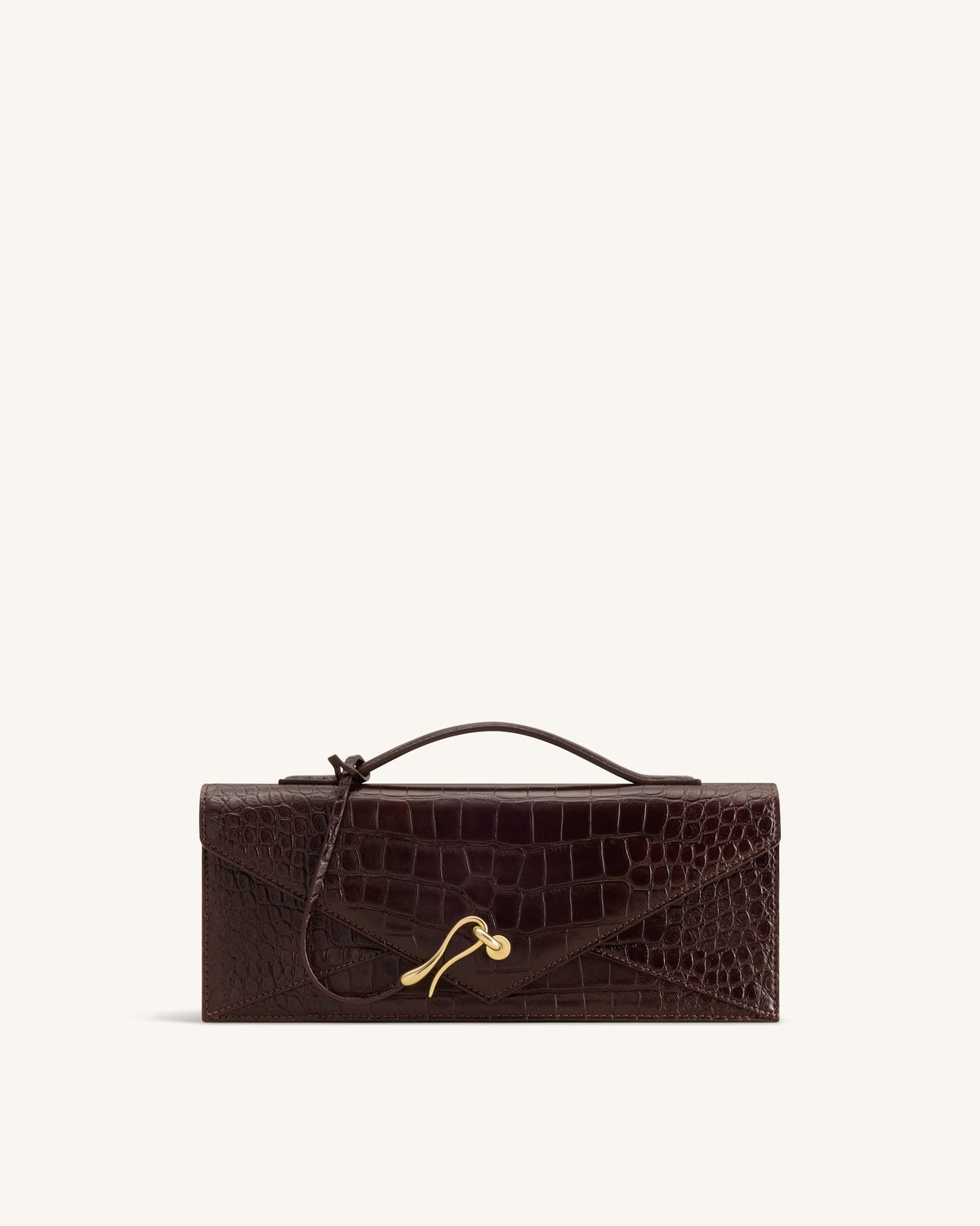 Celeste Woven Textured Envelope Top Handle Bag - Mocha Brown