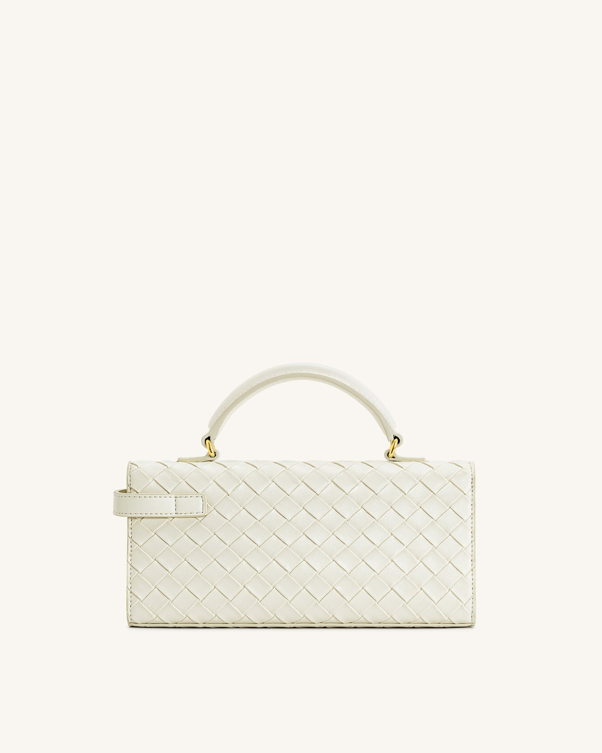 Keyla Weave Texture Top Handle Bag - White