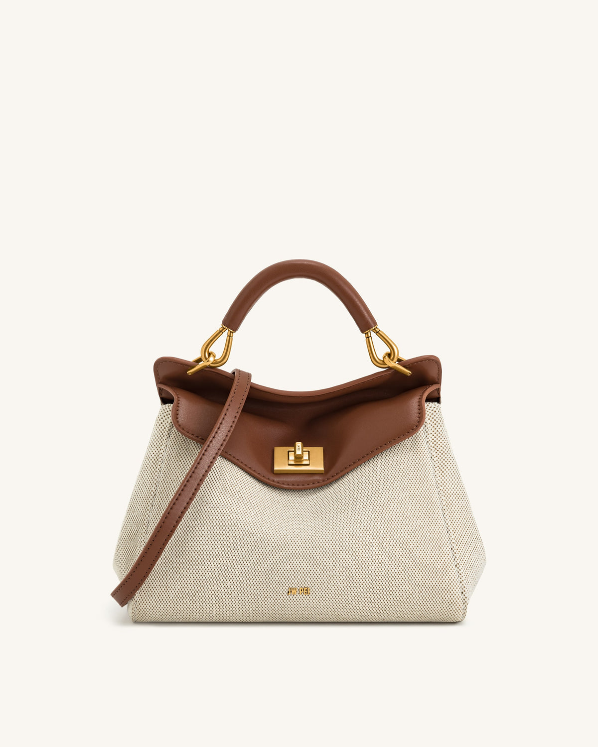 Lucia Classic Top Handle Woven Bag - Brown