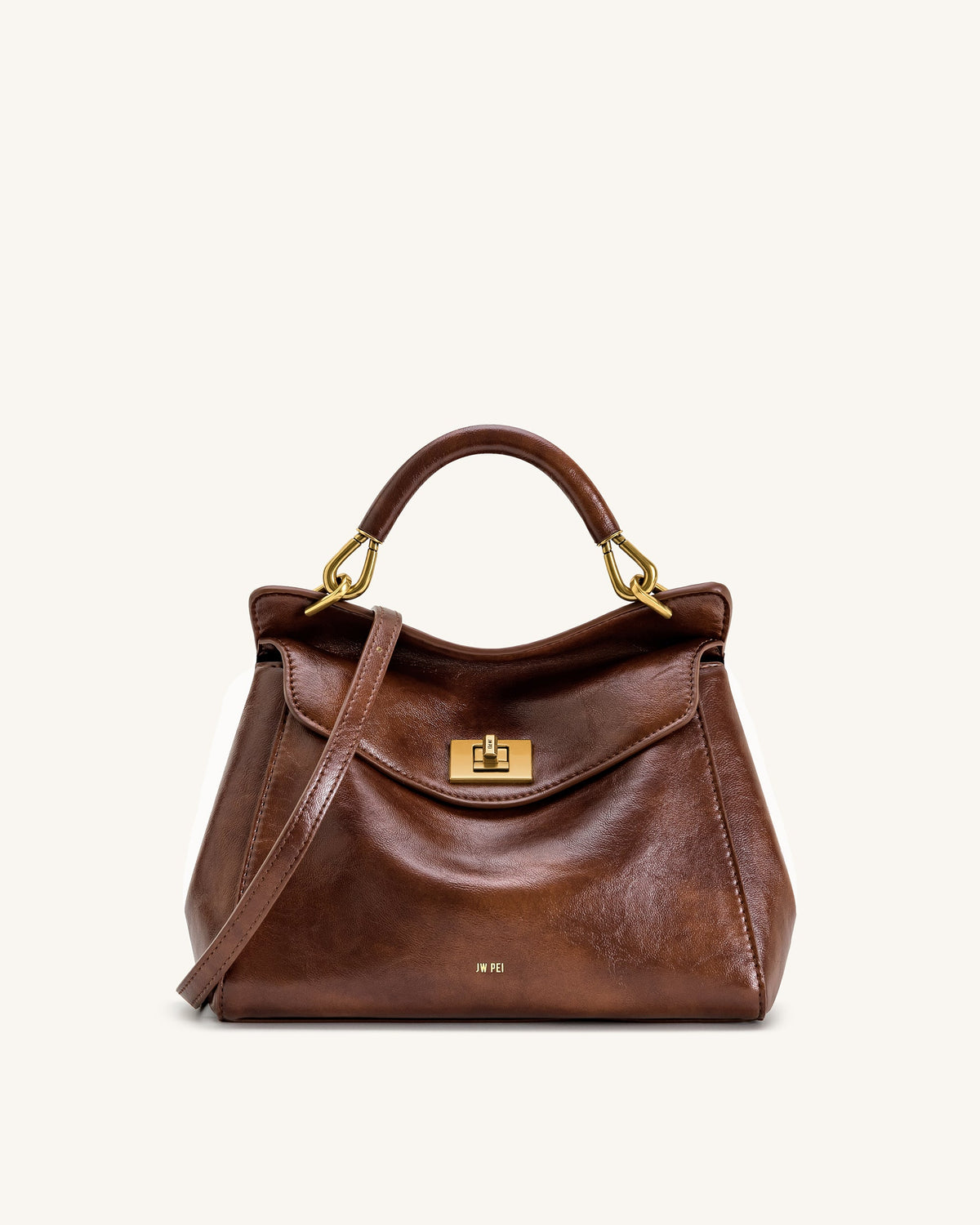 Lucia Classic Top Handle Woven Bag - Brown