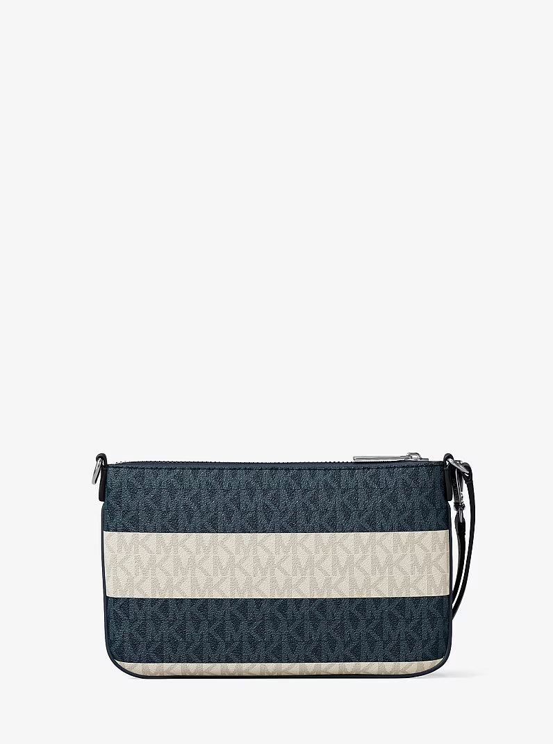 Jet Set Travel Striped Signature Logo Convertible Wristlet