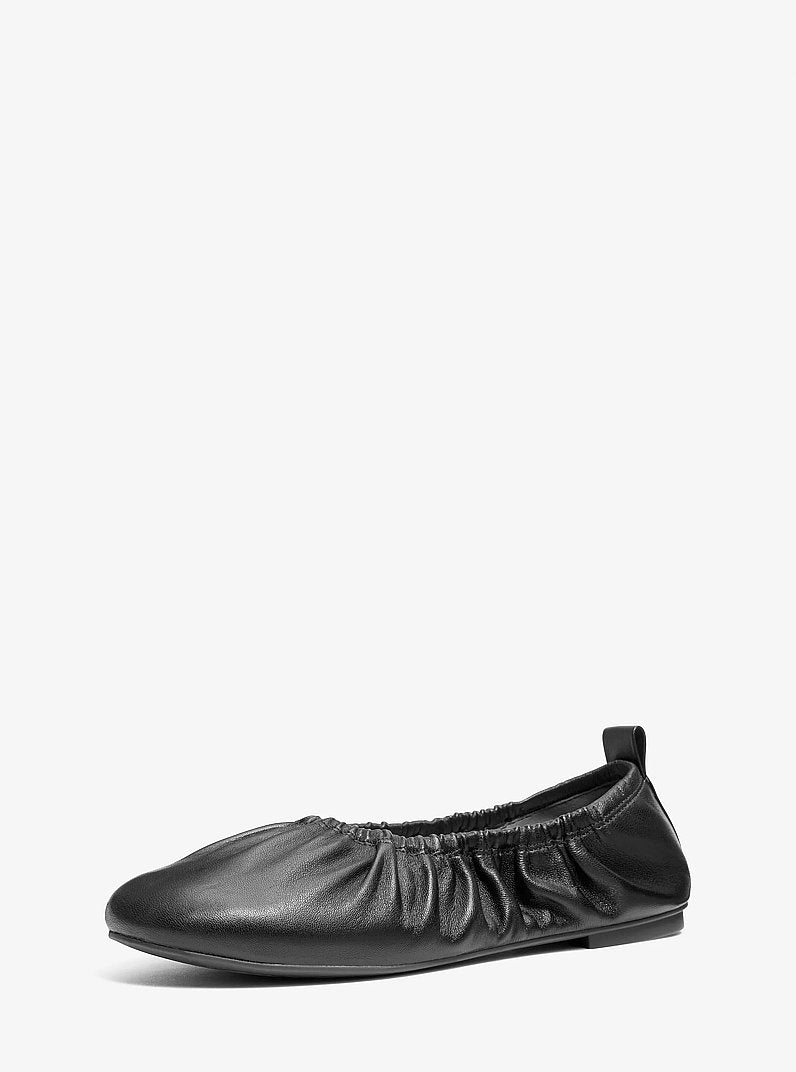 Bri Ruched Leather Ballet Flat