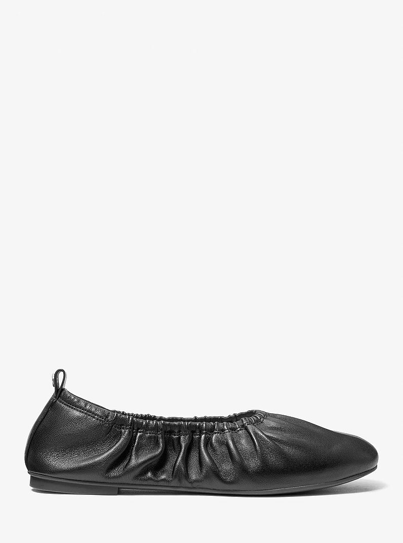Bri Ruched Leather Ballet Flat