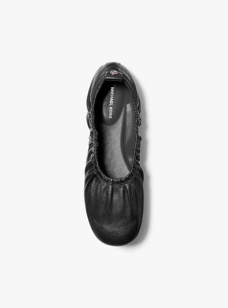 Bri Ruched Leather Ballet Flat