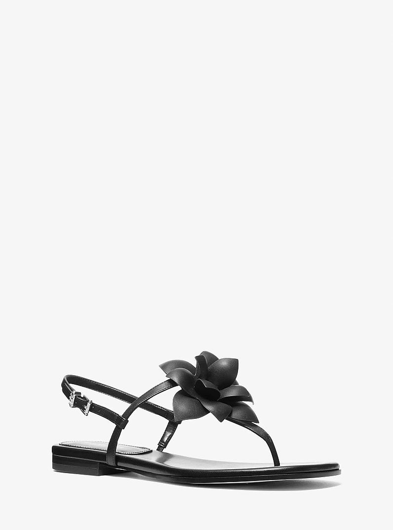Jacie Floral Embellished Leather T Strap Sandal