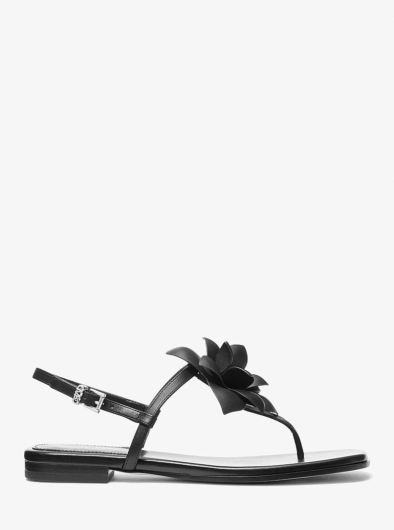 Jacie Floral Embellished Leather T Strap Sandal