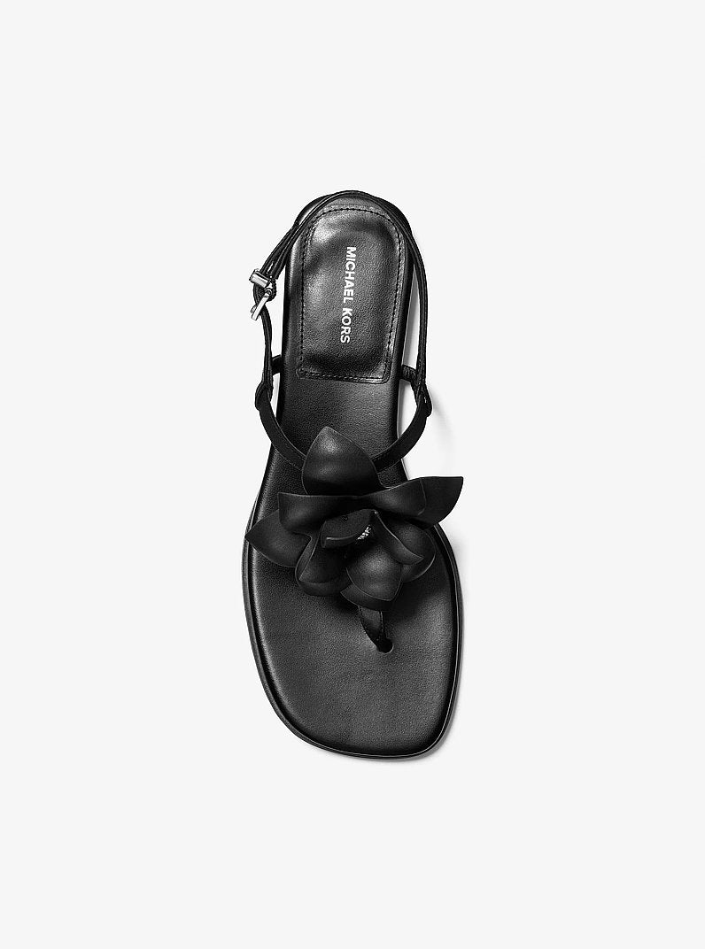 Jacie Floral Embellished Leather T Strap Sandal
