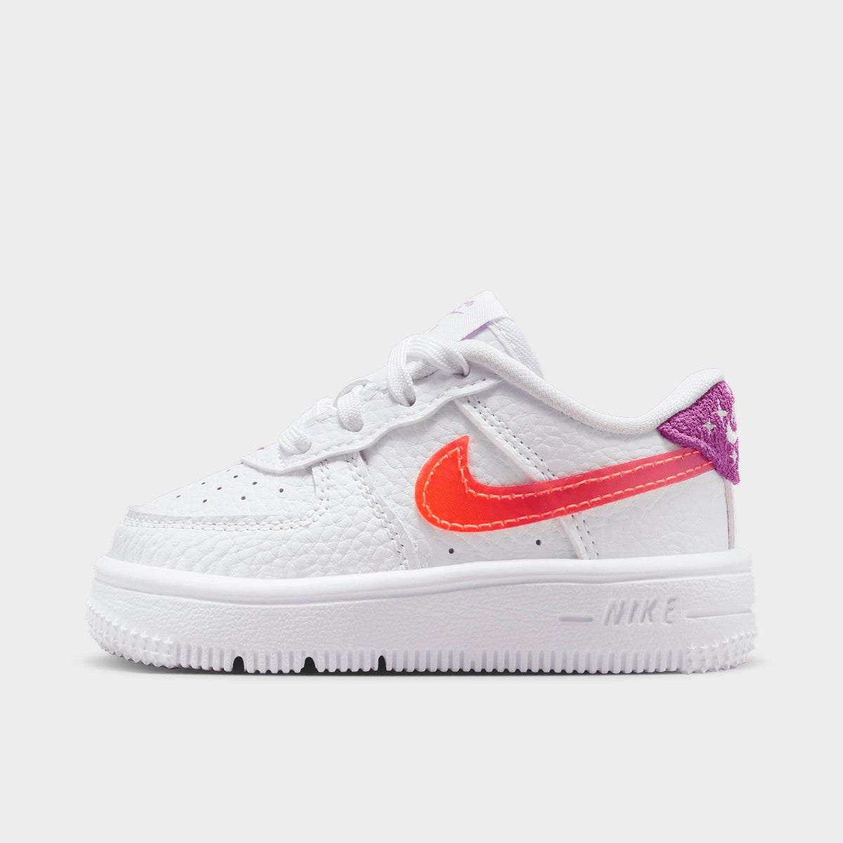 Kids' Toddler Nike Force 1 Low Casual Shoes - White/Turf Orange/Bright Violet