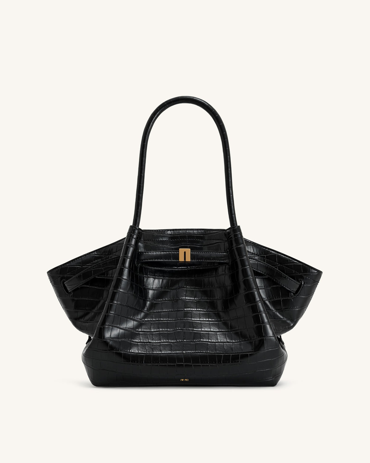 Hana Medium Weave Texture Tote Bag - Black