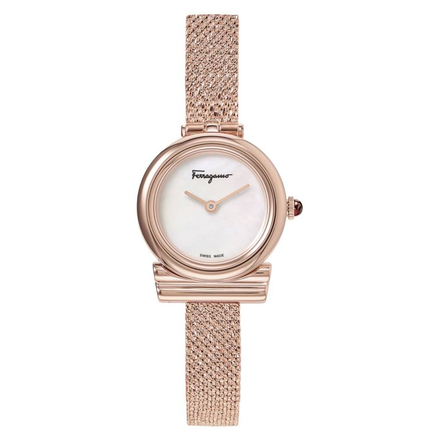 Ferragamo Gancini Quartz White Mother of Pearl Dial Ladies Watch SFIK00919