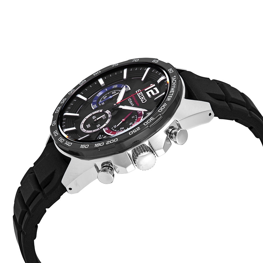 Seiko Essentials Chronograph Quartz Black Dial Men's Watch SSB347