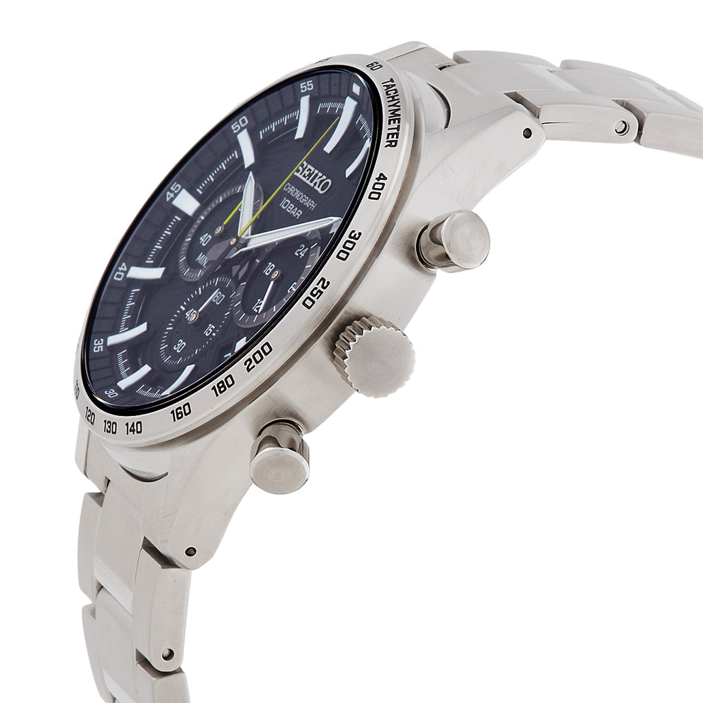 Seiko Chronograph Quartz Black Dial Men's Watch SSB413P1