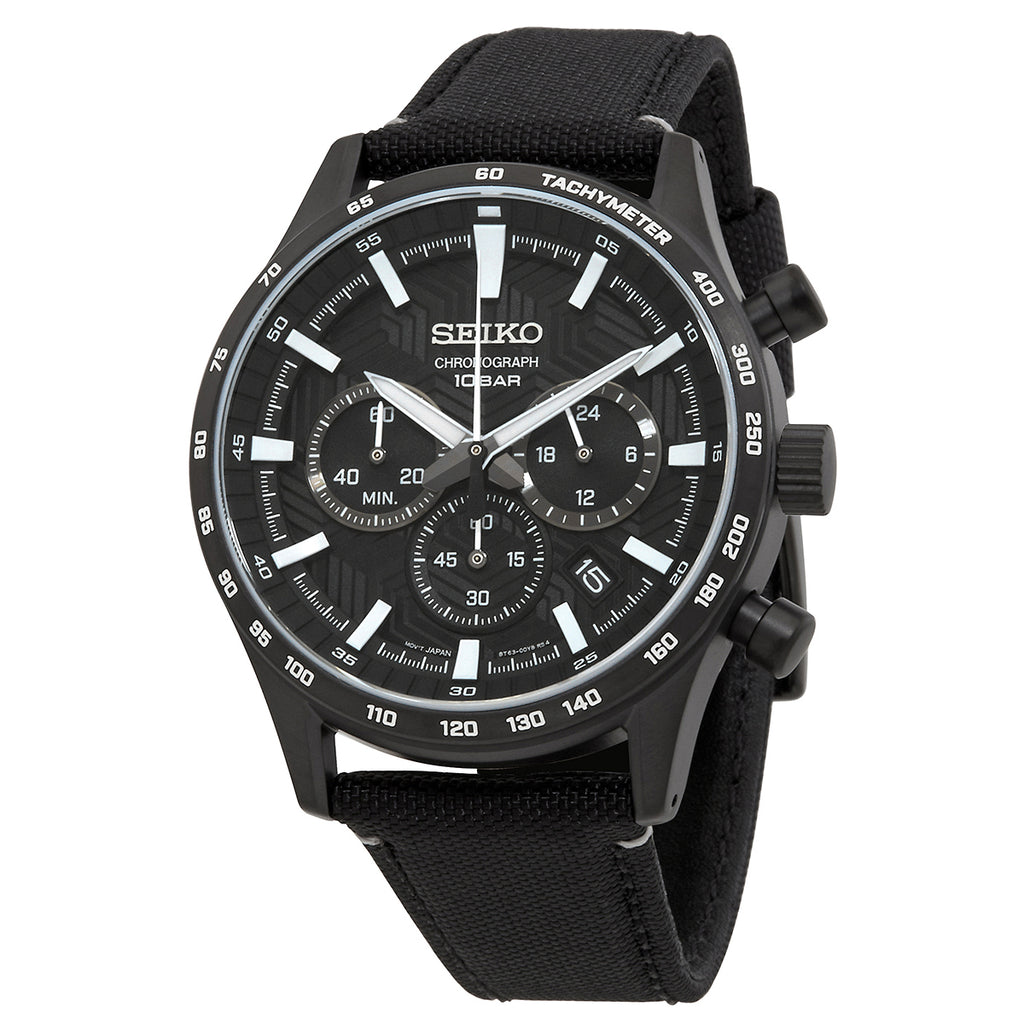 Seiko Chronograph Quartz Black Dial Men's Watch SSB417P1