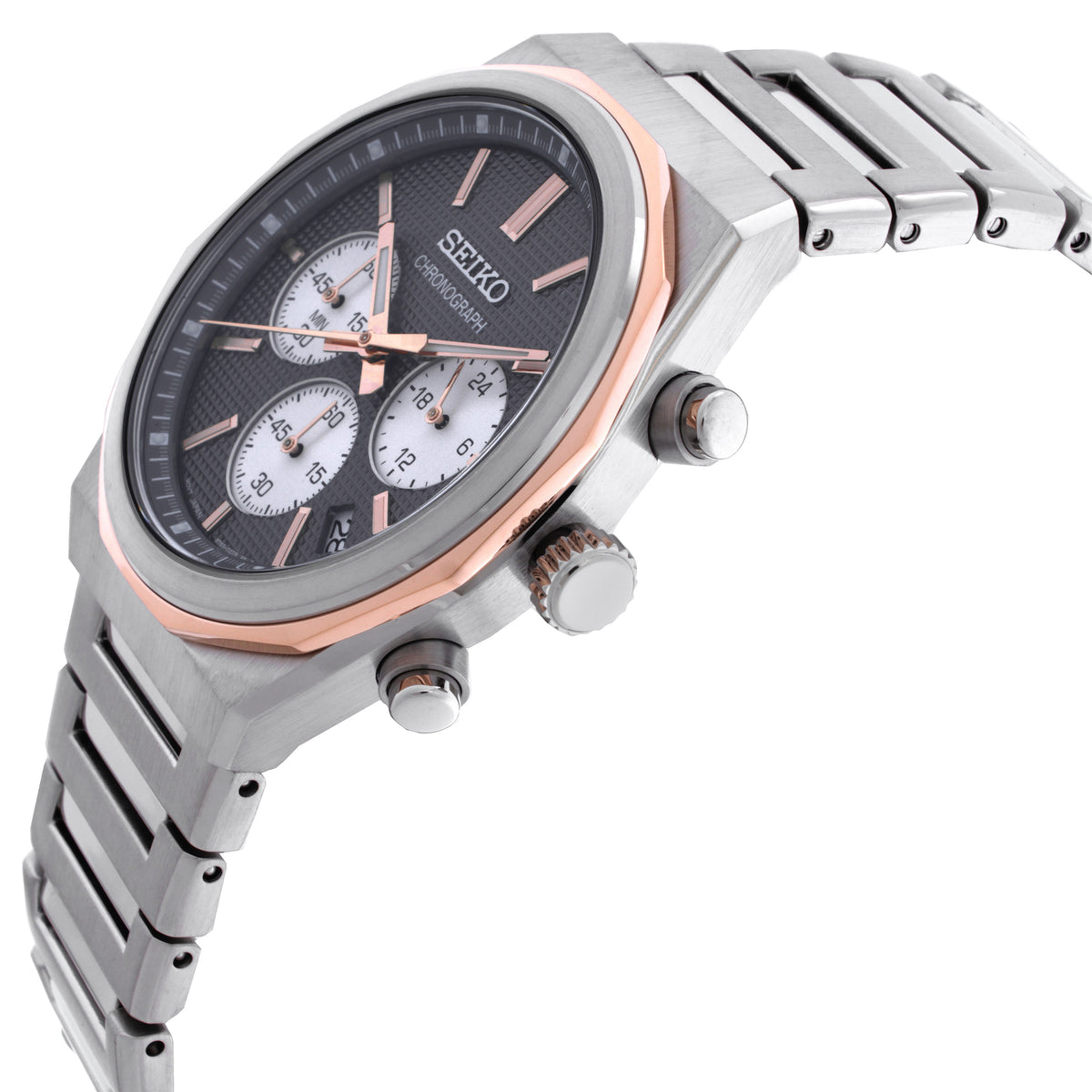 Seiko Essentials Chronograph Quartz Grey Dial Men's Watch HGK002P1