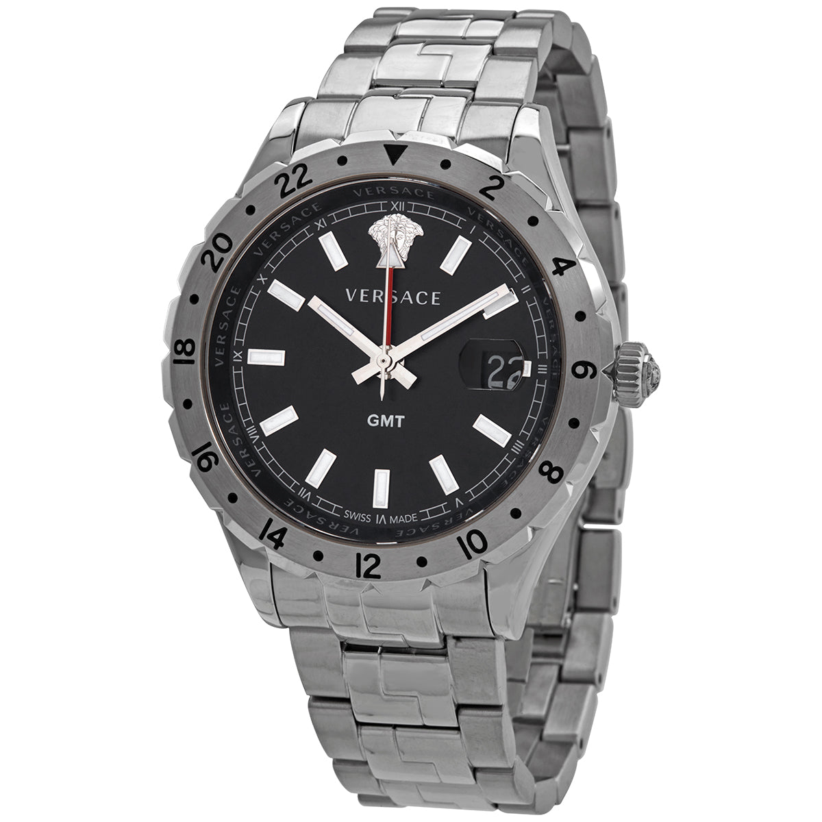 Versace Hellenyium GMT Black Dial Men's Watch V1102 0015