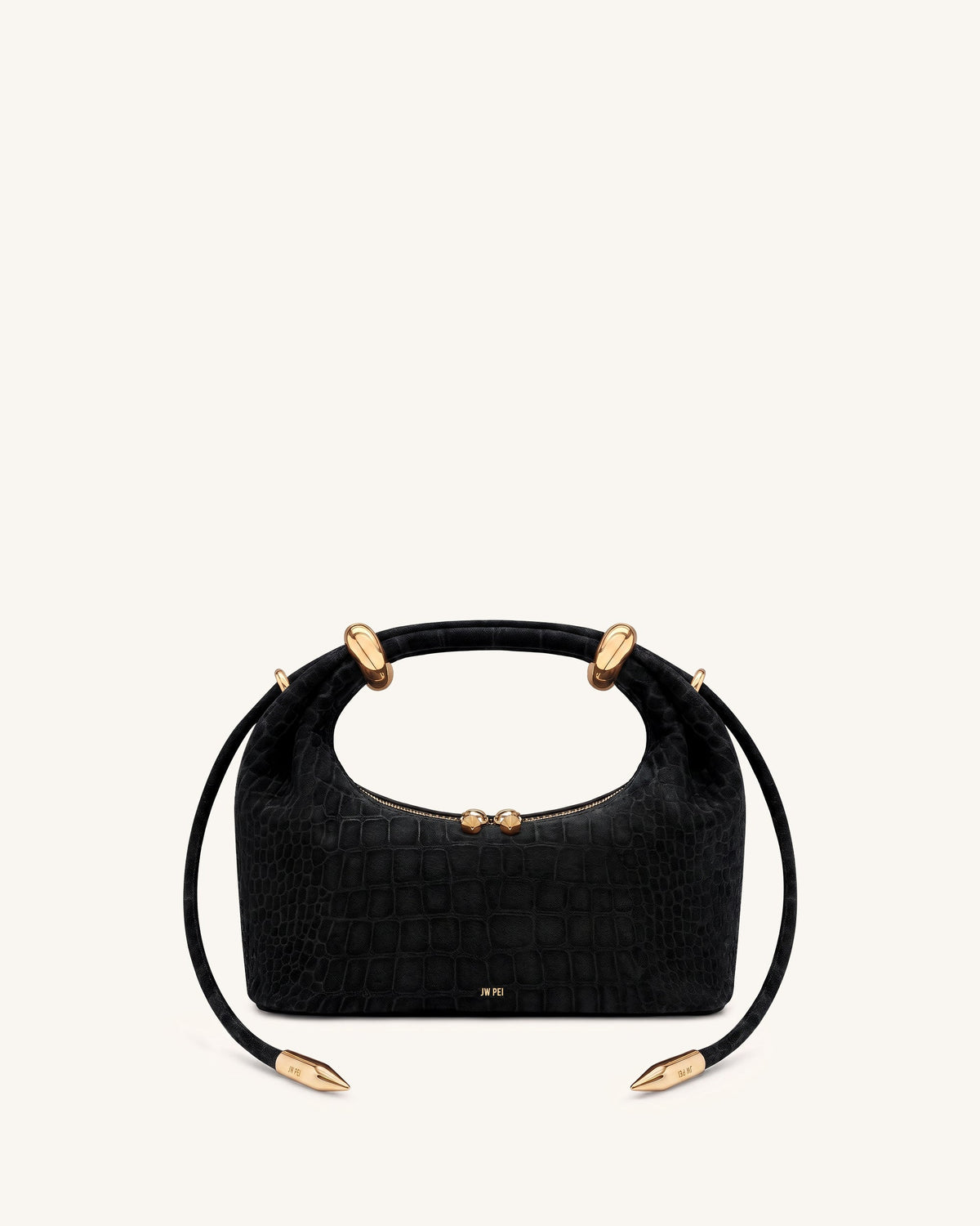 Ellie Woven Metal Ring Embellished Top Handle Bag - Dark Brown